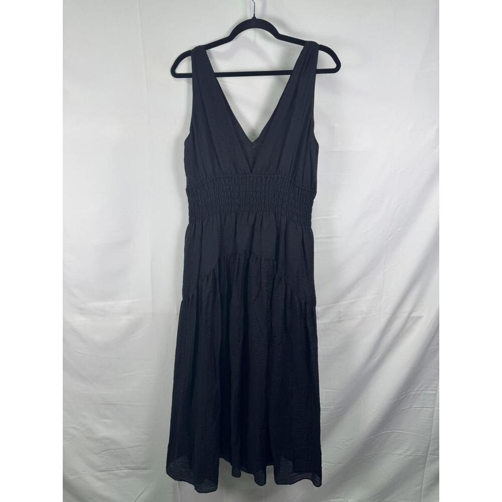 VINCE. Black Smocked Waist Dress Size S/P with Fabric Tear - Picture 5 of 8